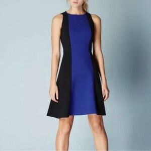 Boden Women’s Black Blue Colorblock Audrey Sleeveless Flare Dress Size 4R Ponte